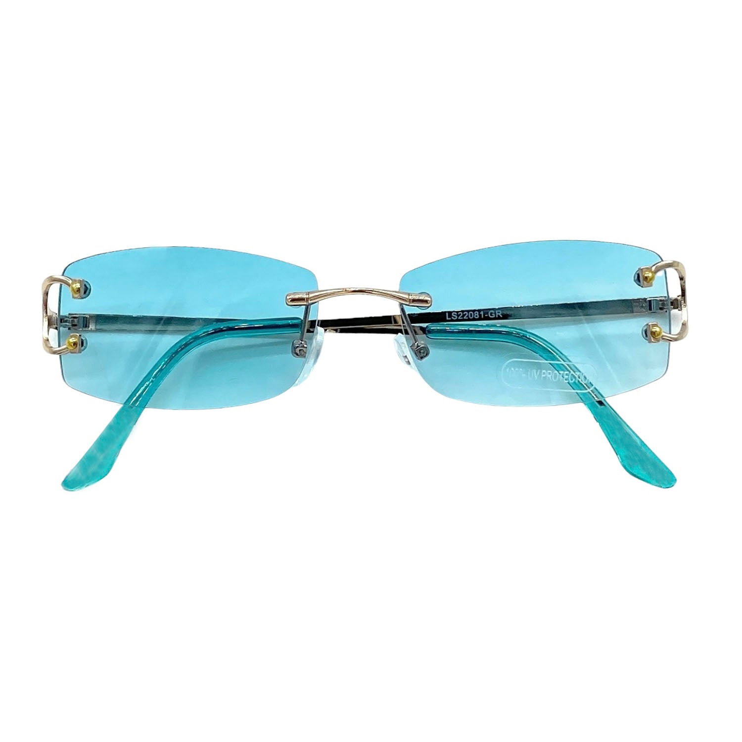 Empire Cove Rimless Sunglasses Gradient Rectangle Shades Frameless Retro Trendy-Blue-