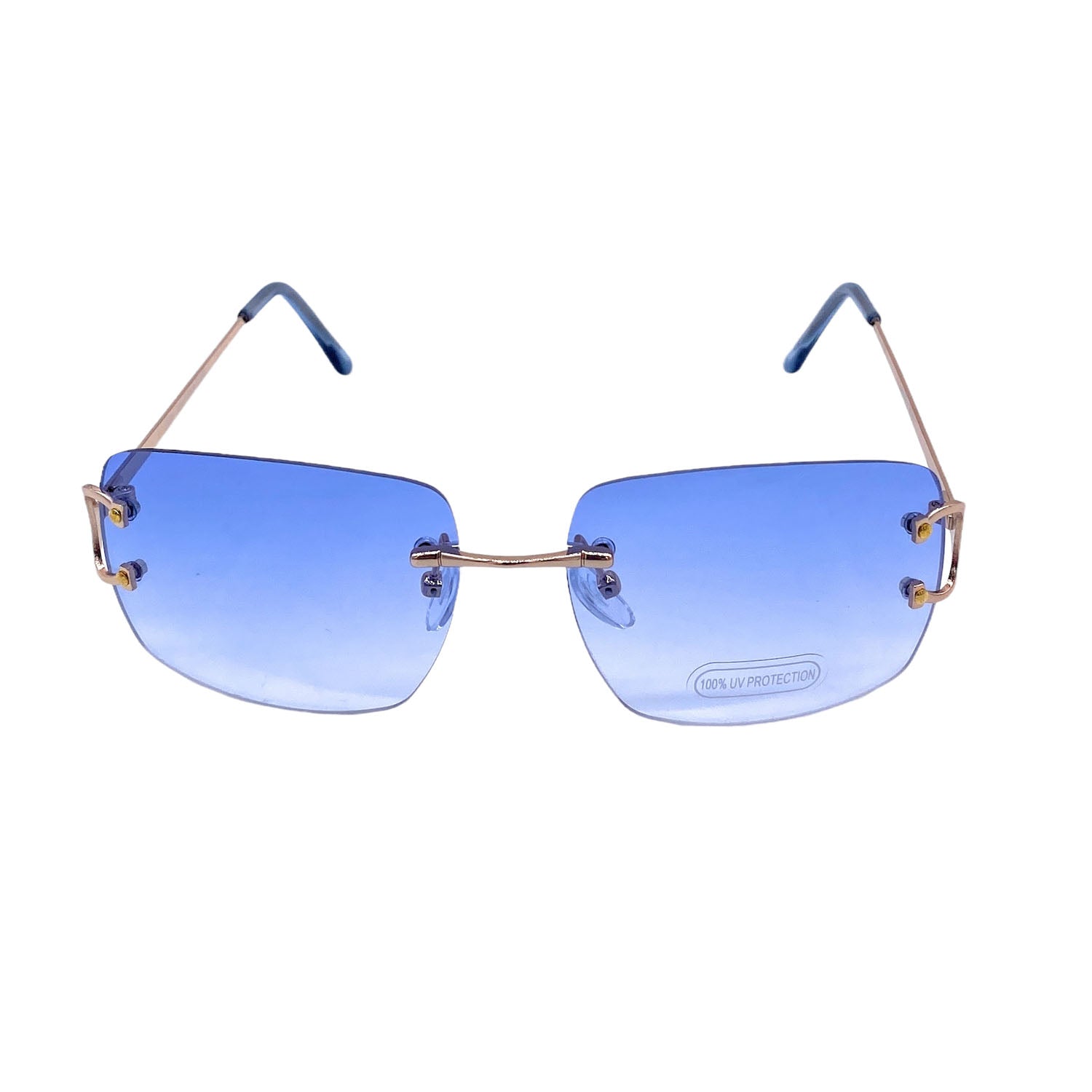 Empire Cove Rimless Sunglasses Gradient Square Retro Frameless UV Protection-Blue-