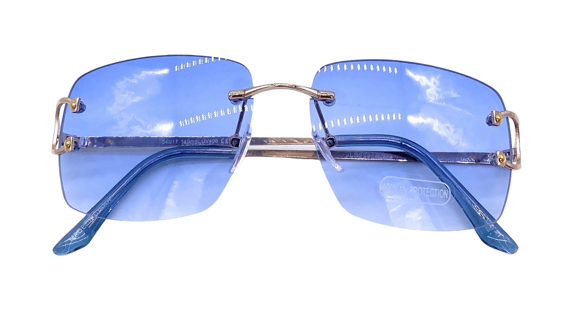 Empire Cove Rimless Sunglasses Gradient Square Retro Frameless UV Protection-Blue-