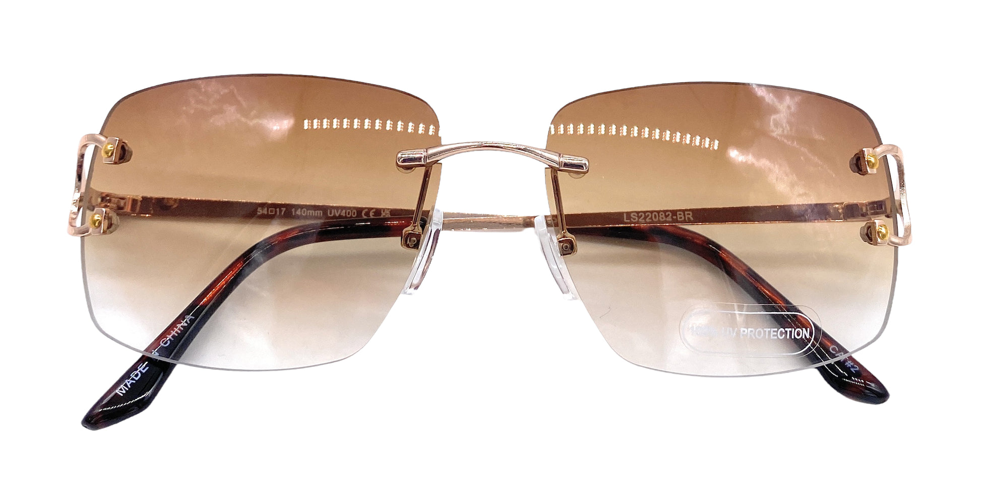 Empire Cove Rimless Sunglasses Gradient Square Retro Frameless UV Protection-Blue-