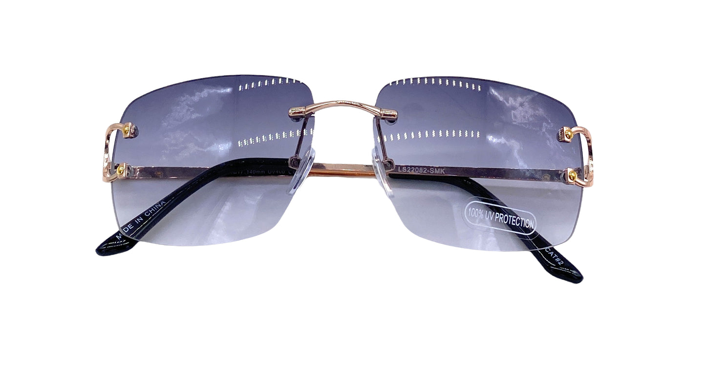 Empire Cove Rimless Sunglasses Gradient Square Retro Frameless UV Protection-Blue-