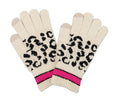 Empire Cove Winter Knit Leopard Striped Touch Screen Gloves-Beige-