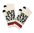 Empire Cove Winter Knit Leopard Striped Touch Screen Gloves-Ivory-