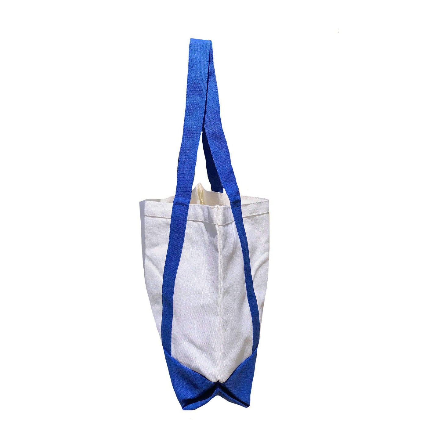 Cotton Canvas Reusable Grocery Shopping Tote Bags With Gusset For Travel Sports Plain 19inch-ROYAL-