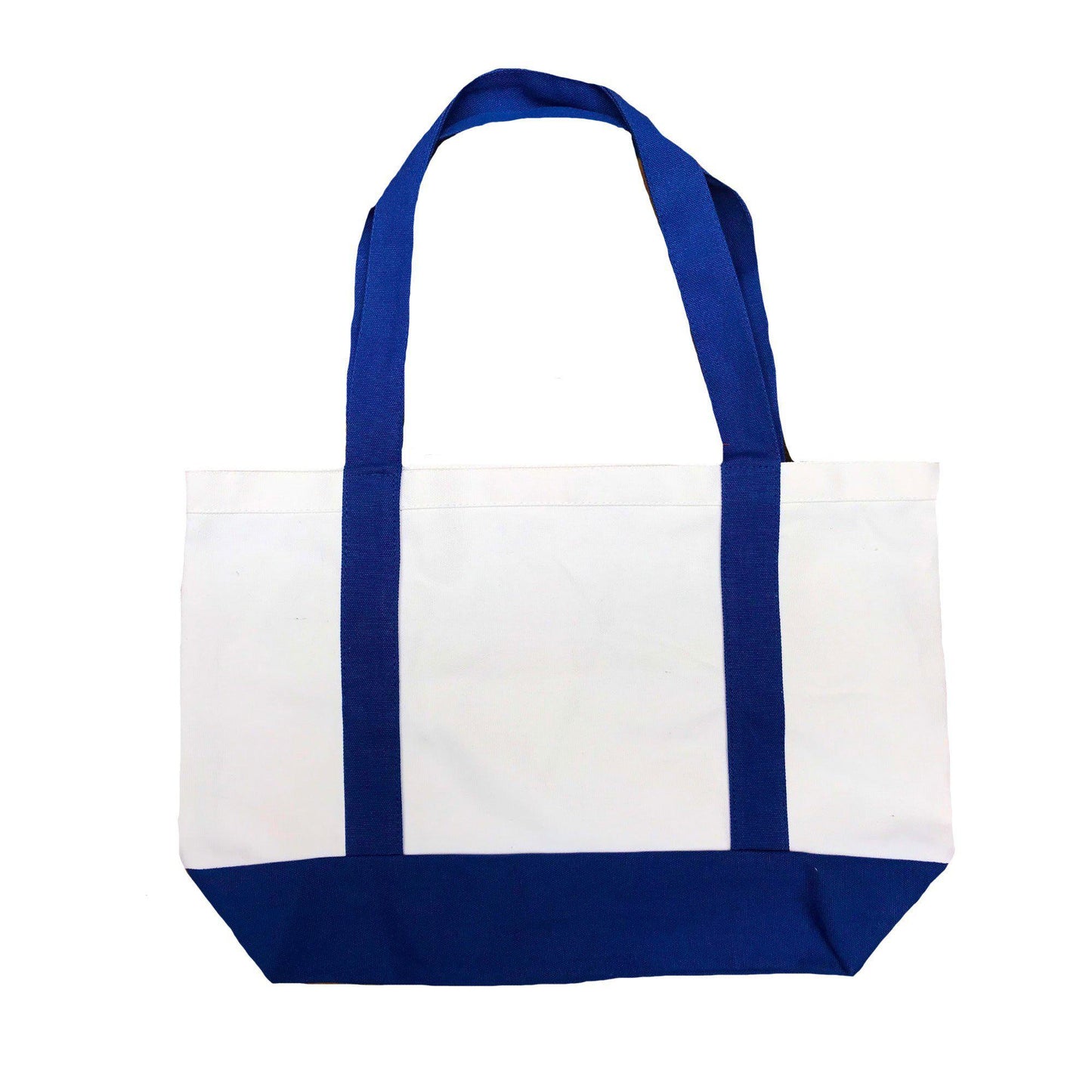 Cotton Canvas Reusable Grocery Shopping Tote Bags With Gusset For Travel Sports Plain 19inch-ROYAL-
