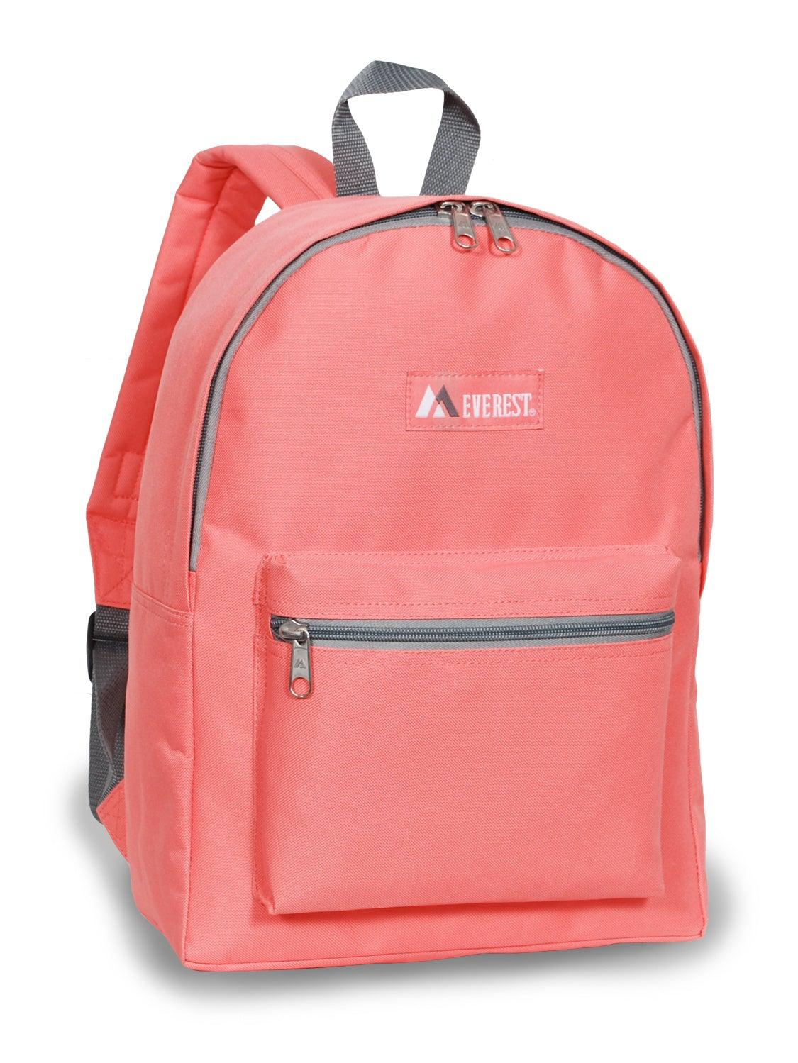 Everest Backpack Book Bag - Back to School Basic Style - Mid-Size-Coral-