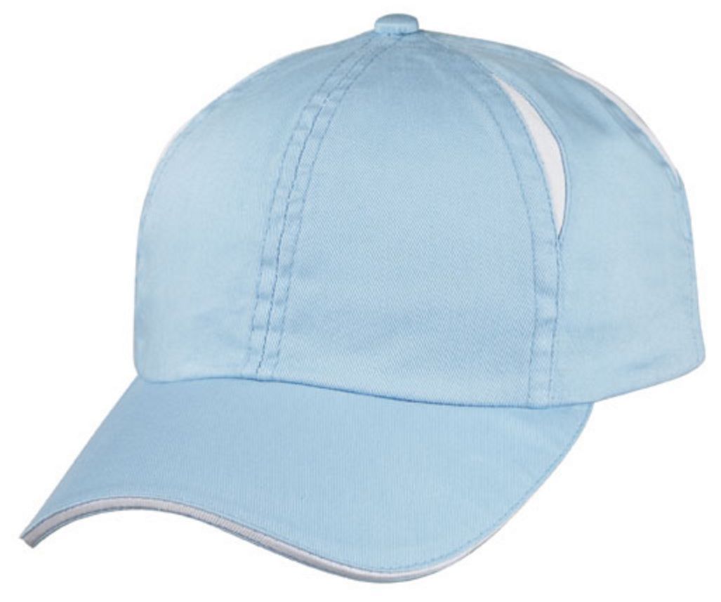 Air Vent Sandwich Two Tone Washed Cotton 6 Panel Low Crown Unstructured Hat Caps-Light Blue/White-
