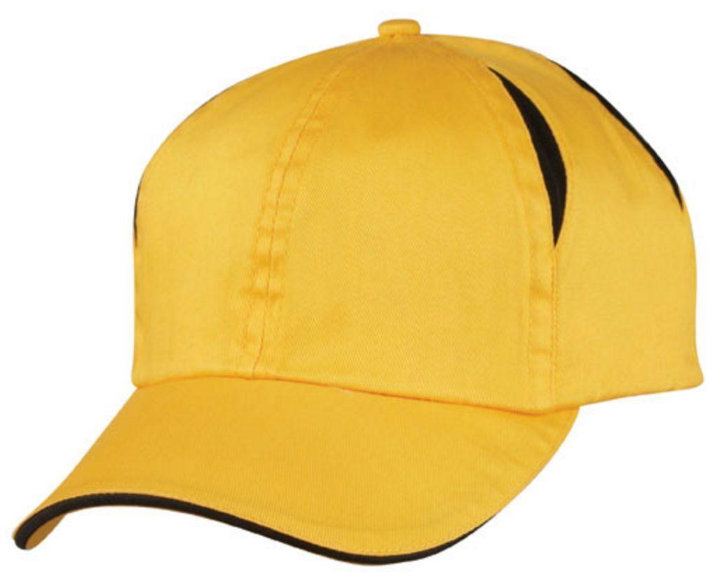 Air Vent Sandwich Two Tone Washed Cotton 6 Panel Low Crown Unstructured Hat Caps-Yellow Gold/Black-