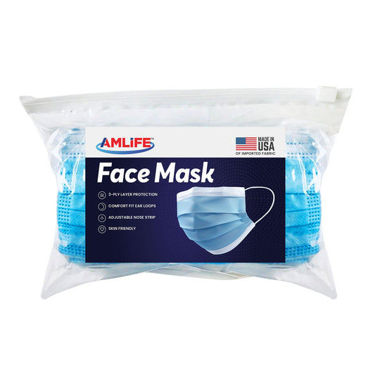 Amlife Face Mask Packs Disposable 3-Ply Filter - Made in USA with Imported Fabric - Teal-10 PACK-
