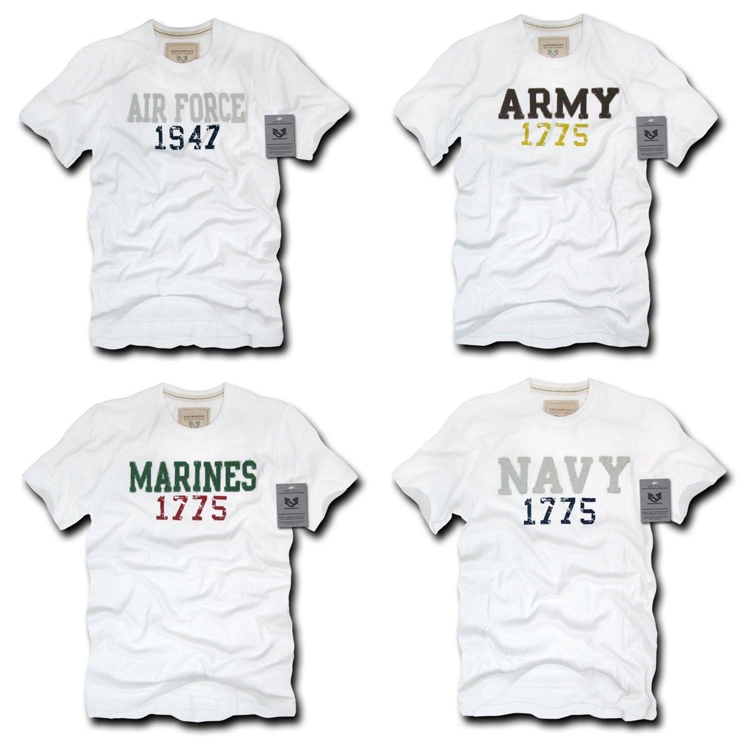 Rapid Dominance Army Air Force Navy Marines Applique Military Year T-Shirts Tees-Air Force - White-Regular-Large