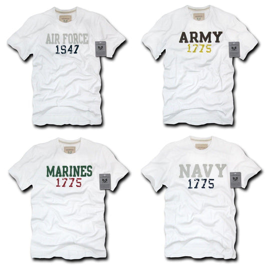 Rapid Dominance Army Air Force Navy Marines Applique Military Year T-Shirts Tees-Air Force - White-Regular-Large