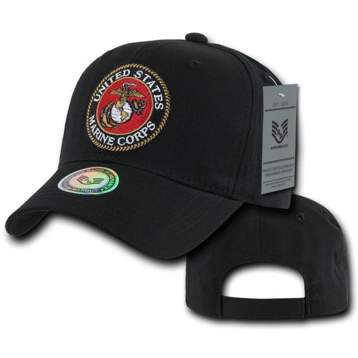 Army Air Force Navy Marines Police Security Cotton Baseball Hats Caps-MARINES - BLACK-