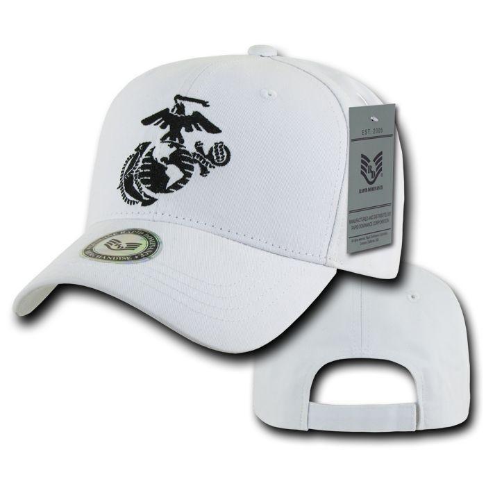 Army Air Force Navy Marines Police Security Cotton Baseball Hats Caps-MARINES - WHITE-