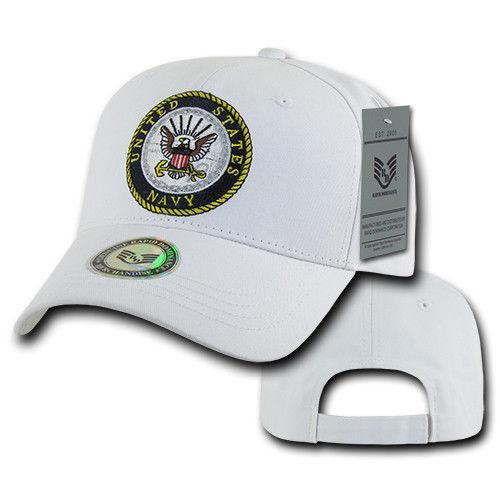 Army Air Force Navy Marines Police Security Cotton Baseball Hats Caps-NAVY - WHITE-