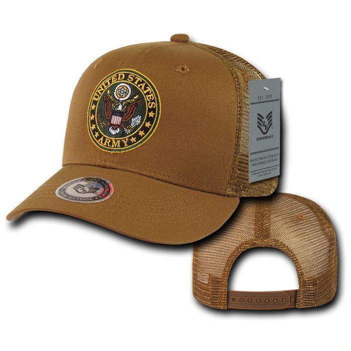 Army Air Force Navy Marines Police Security Military Back to Basics Trucker Baseball Hats Caps-ARMY - COYOTE-
