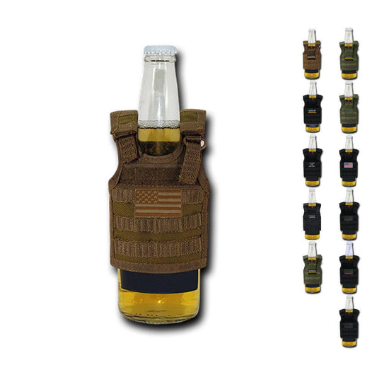 Beer Soda Water Can Bottle Cooler Carrier Insulator Tactical Vest Molle 16Oz-I Plead the 5th - Black-