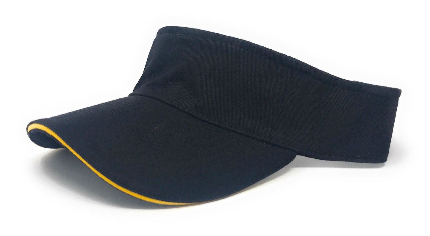 1 Dozen Washed Sandwich Cotton Sun Beach Visors Gold Wholesale Lot Bulk-