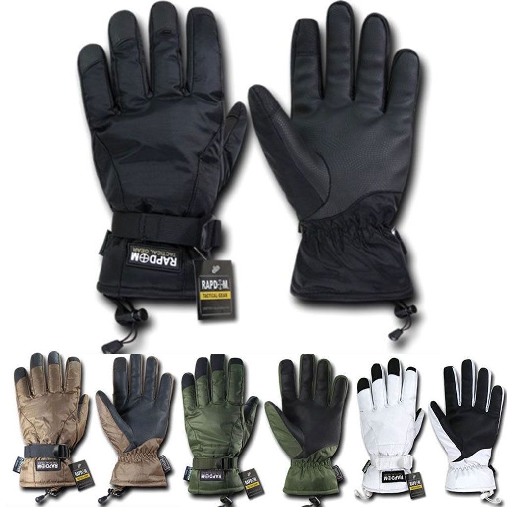 Breathable Winter Water Resistant Tactical Patrol Outdoor Army Gloves-Black-Small-