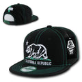 California Republic Cali Bear Contra Stitch Flat Bill Snapback Caps Hats-Black / Kelly Green-