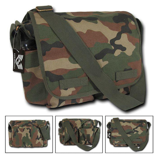Camouflage Cotton Canvas Shoulder Messenger Bag Army Military Style Satchel-