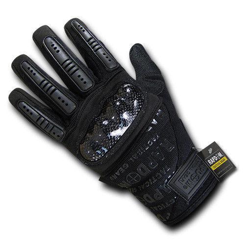 Carbon Fiber Knuckle Tactical Combat Touchscreen Gloves-Black-Small-