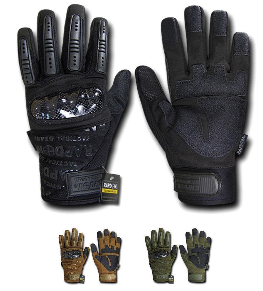 Carbon Fiber Knuckle Tactical Combat Touchscreen Gloves-Black-Small-