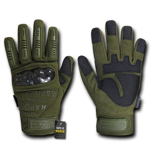 Carbon Fiber Knuckle Tactical Combat Touchscreen Gloves-Black-Small-
