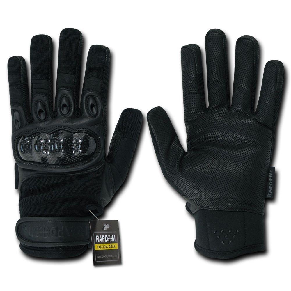Carbon Fiber Knuckle Tactical Patrol Military Gloves-Black-X-Small-