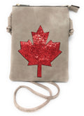Casaba Crossbody Shoulder Bag Satchel Purse Wristlet Gift For Women Wife Mom-Maple Leaf-Light Taupe-
