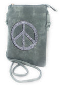 Casaba Crossbody Shoulder Bag Satchel Purse Wristlet Gift For Women Wife Mom-Peace Sign-Blue-