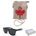 Casaba Designer Crossbody Bag Satchel & Sunglasses Gift Set For Women Mom Wife-Maple Leaf-Light Taupe-