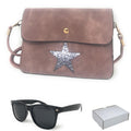 Casaba Designer Crossbody Bag Satchel & Sunglasses Gift Set For Women Mom Wife-Star-Rose-