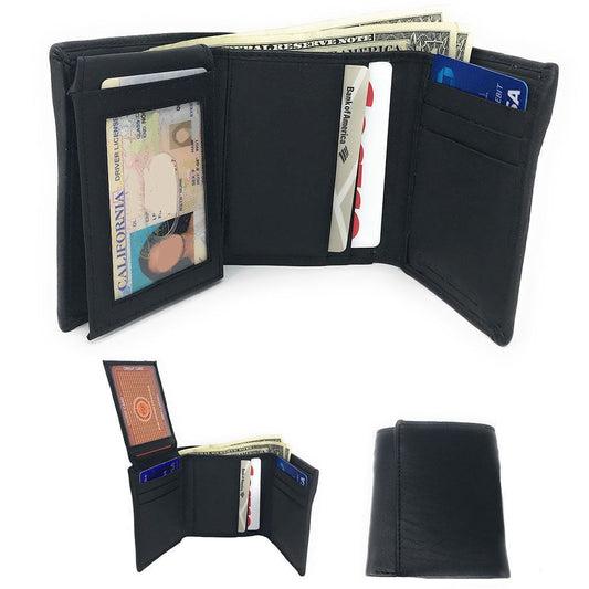 Casaba Genuine Leather Trifold Wallets Easy Flip Up Id Card Windows Mens Womens-