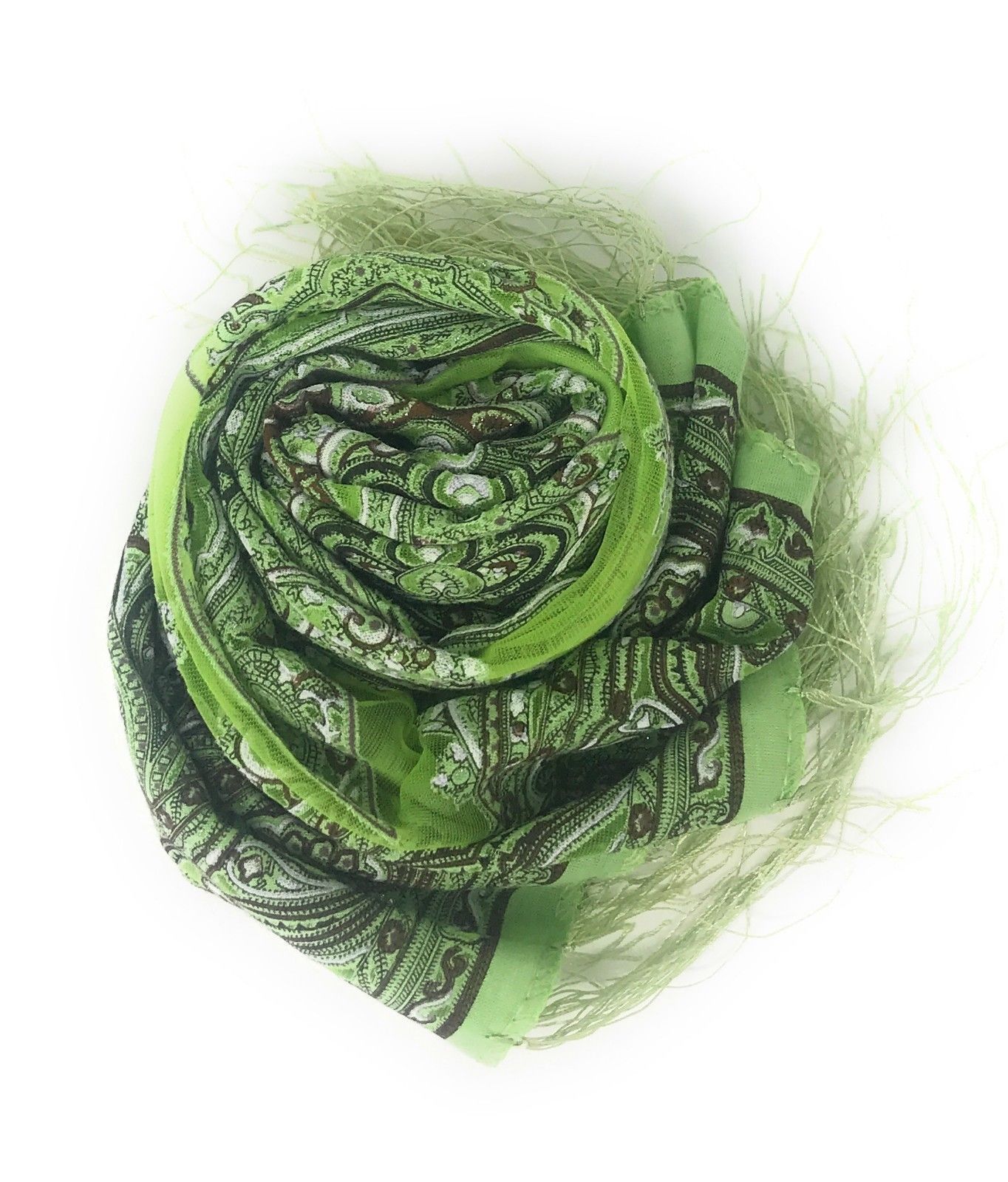 Casaba Women's Elegant Paisley Sheer Scarf Scarves Intricate Brocade Tapestry-Green-