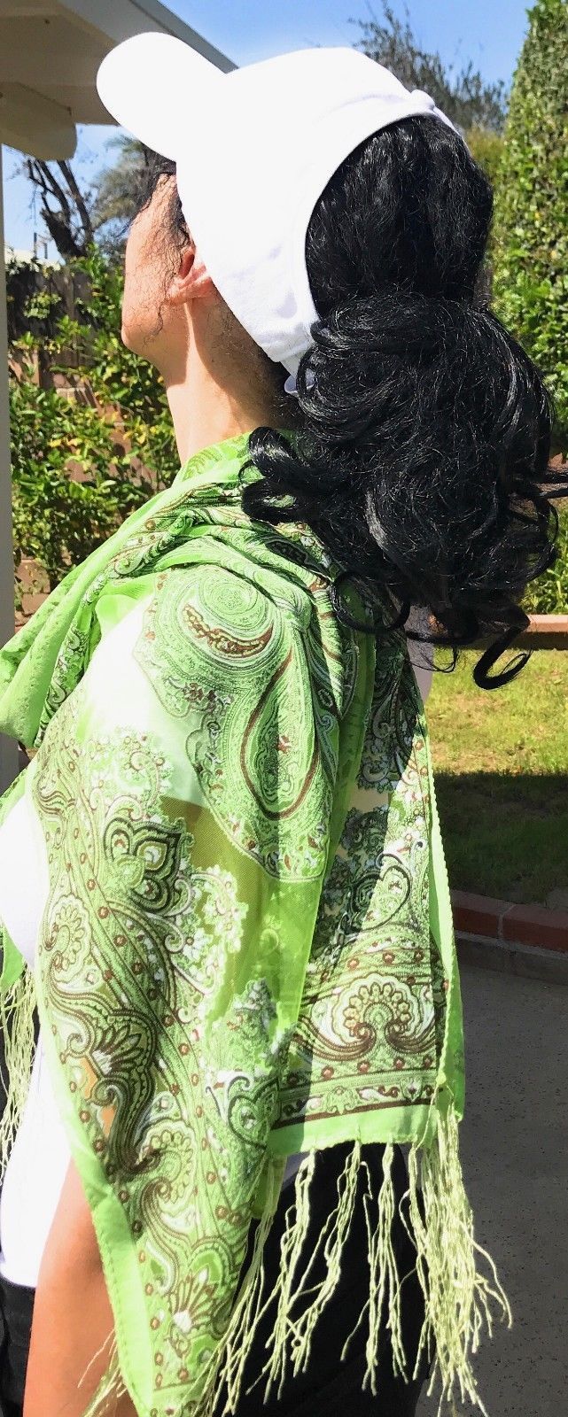 Casaba Women's Elegant Paisley Sheer Scarf Scarves Intricate Brocade Tapestry-Green-