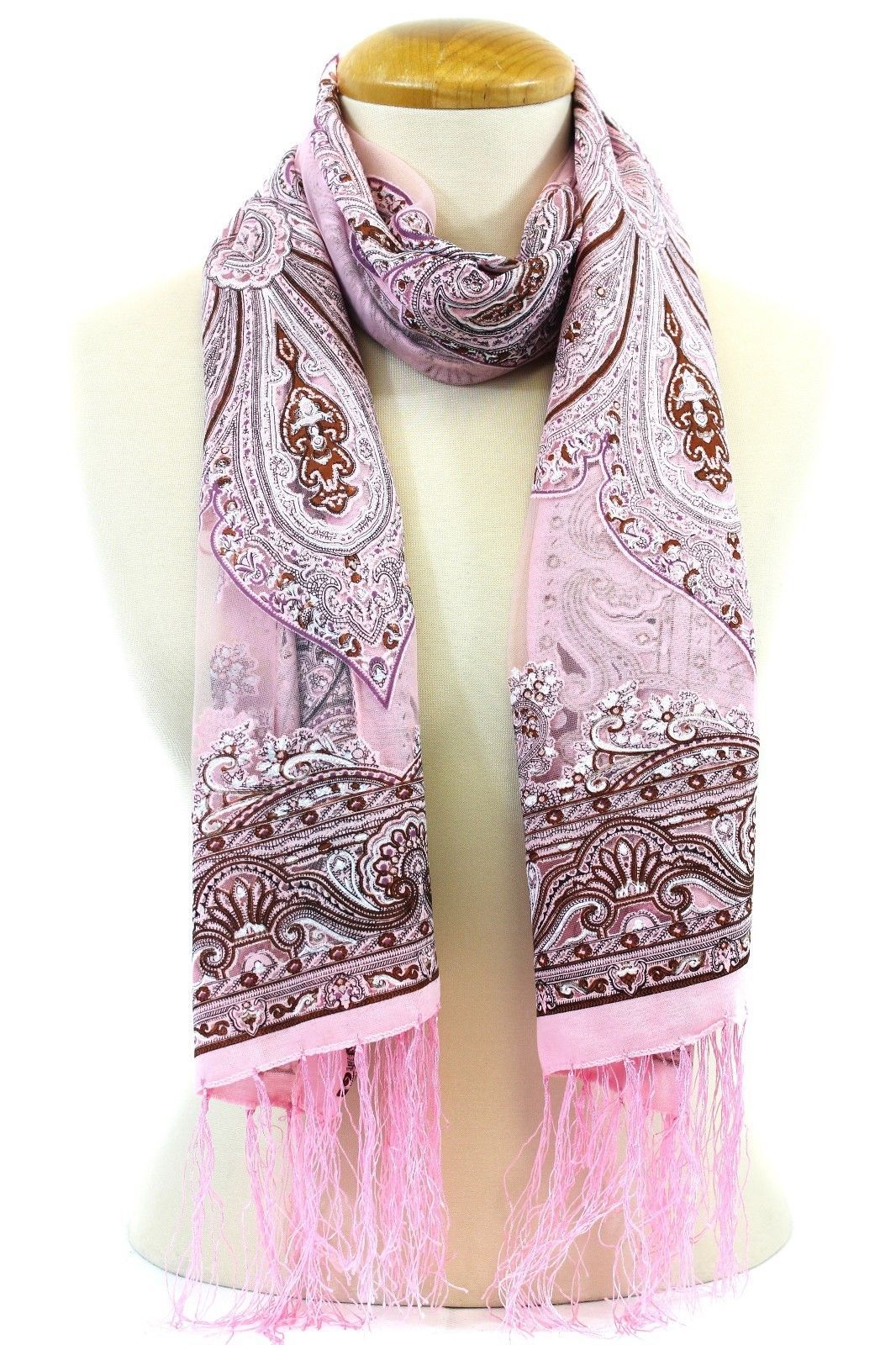 Casaba Women's Elegant Paisley Sheer Scarf Scarves Intricate Brocade Tapestry-Green-