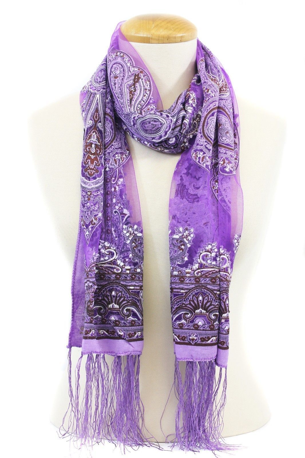 Casaba Women's Elegant Paisley Sheer Scarf Scarves Intricate Brocade Tapestry-Green-