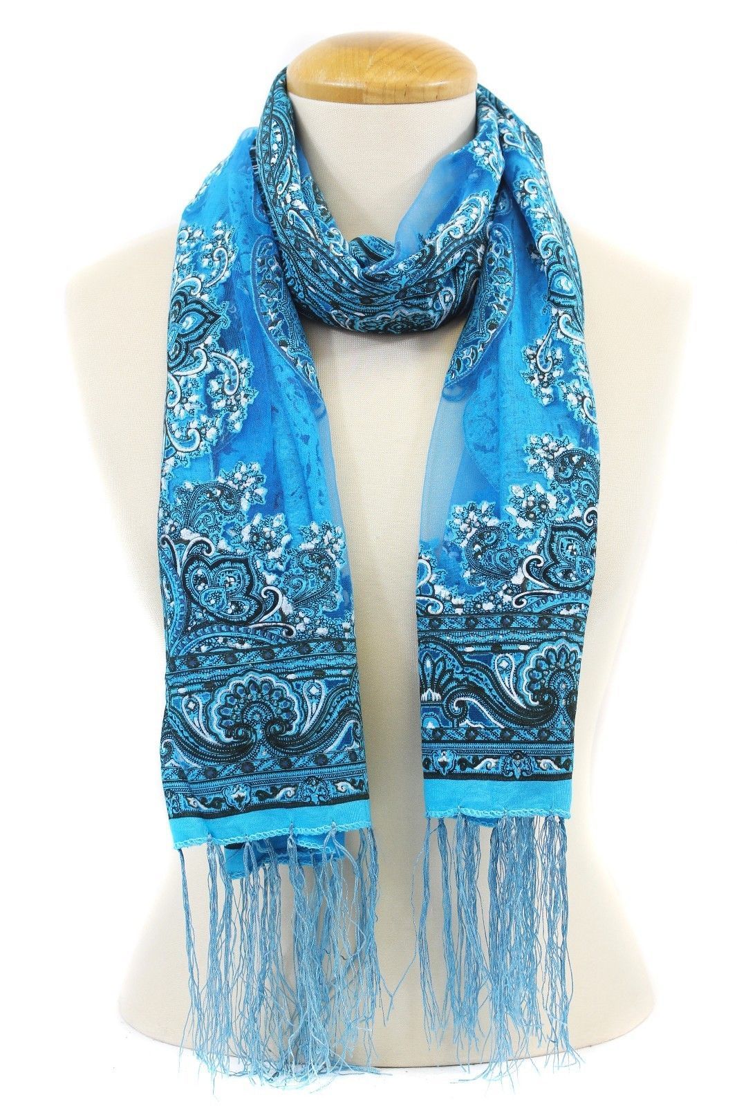 Casaba Women's Elegant Paisley Sheer Scarf Scarves Intricate Brocade Tapestry-Green-