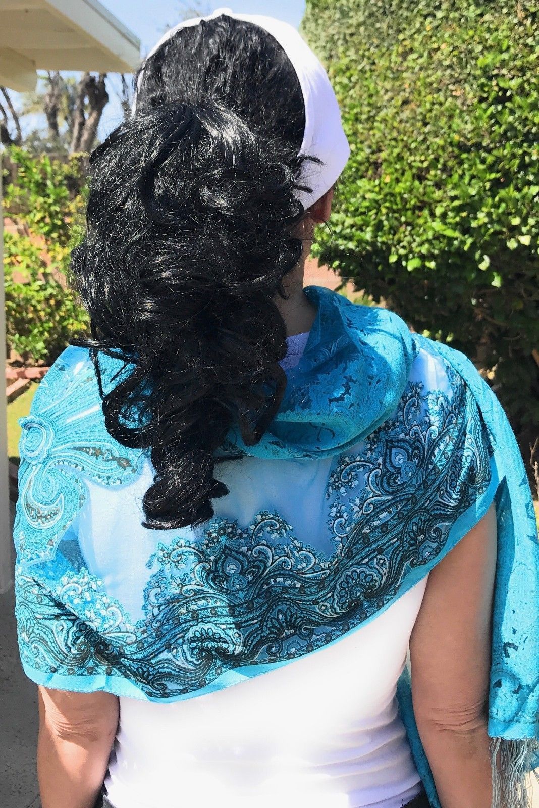 Casaba Women's Elegant Paisley Sheer Scarf Scarves Intricate Brocade Tapestry-Green-