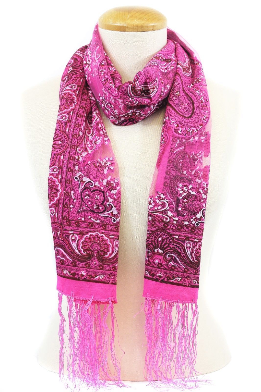 Casaba Women's Elegant Paisley Sheer Scarf Scarves Intricate Brocade Tapestry-Green-