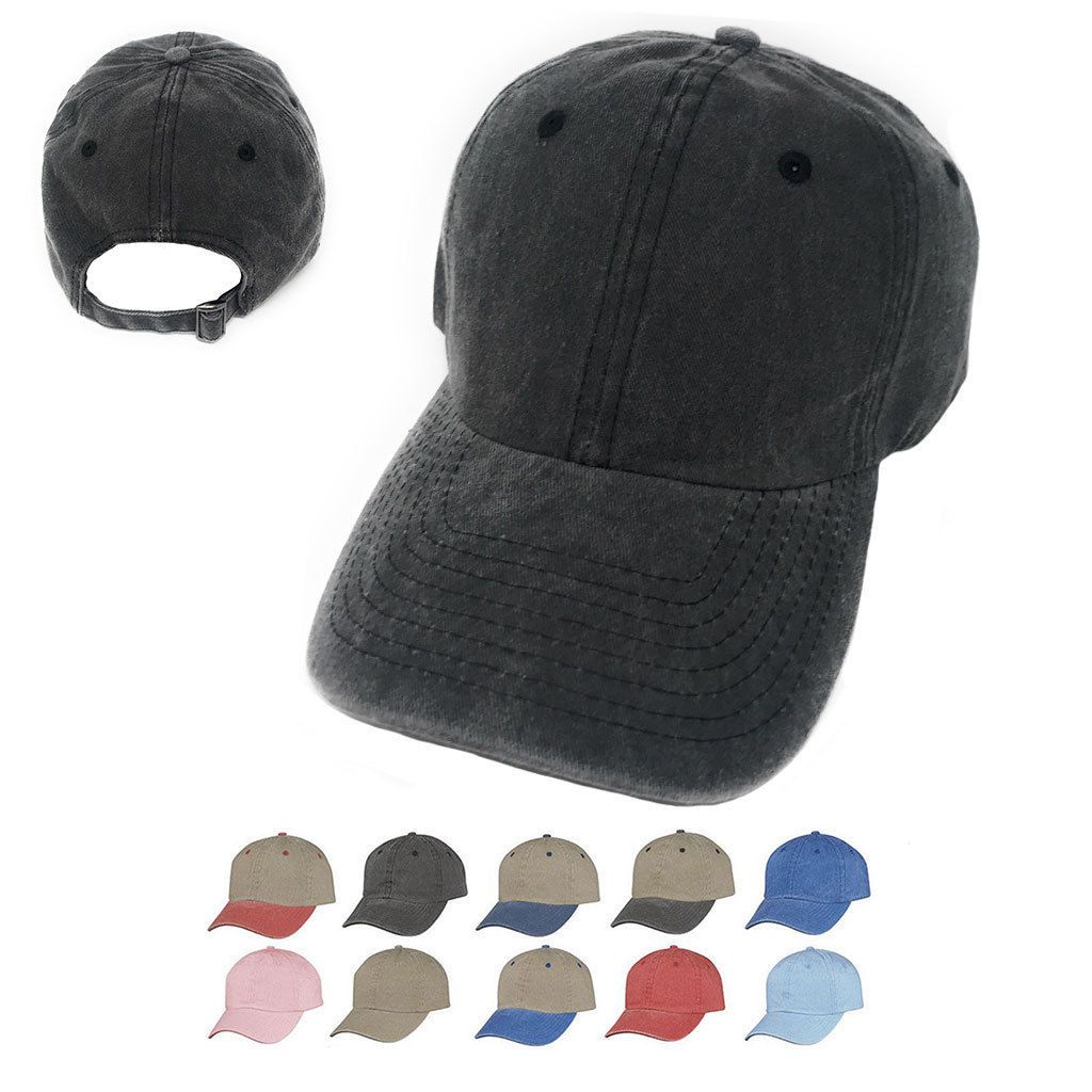 Classic Washed Cotton Pigment Dyed Vintage 6 Panel Low Crown Baseball Caps Hats-ROYAL-