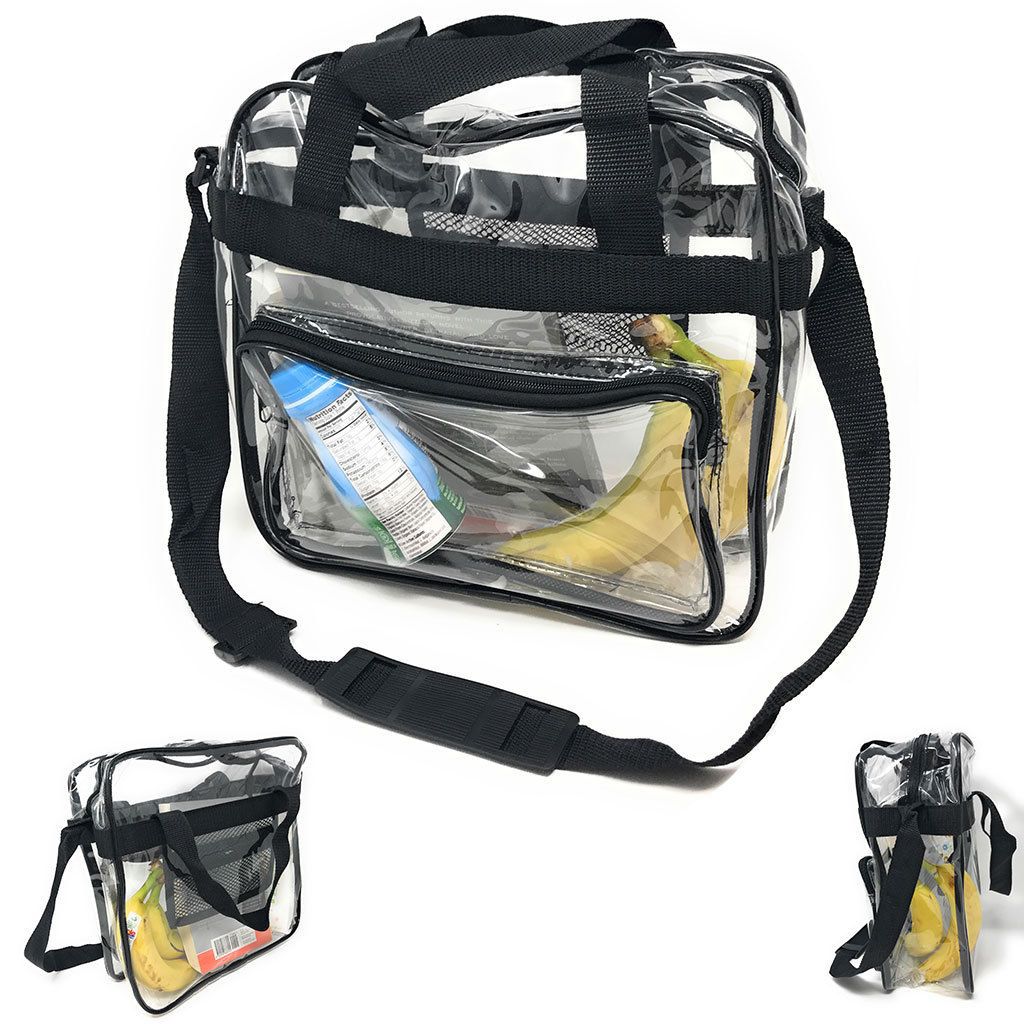 Clear Messenger Tote Bag Transparent Book School Concerts Stadium Tsa Security-