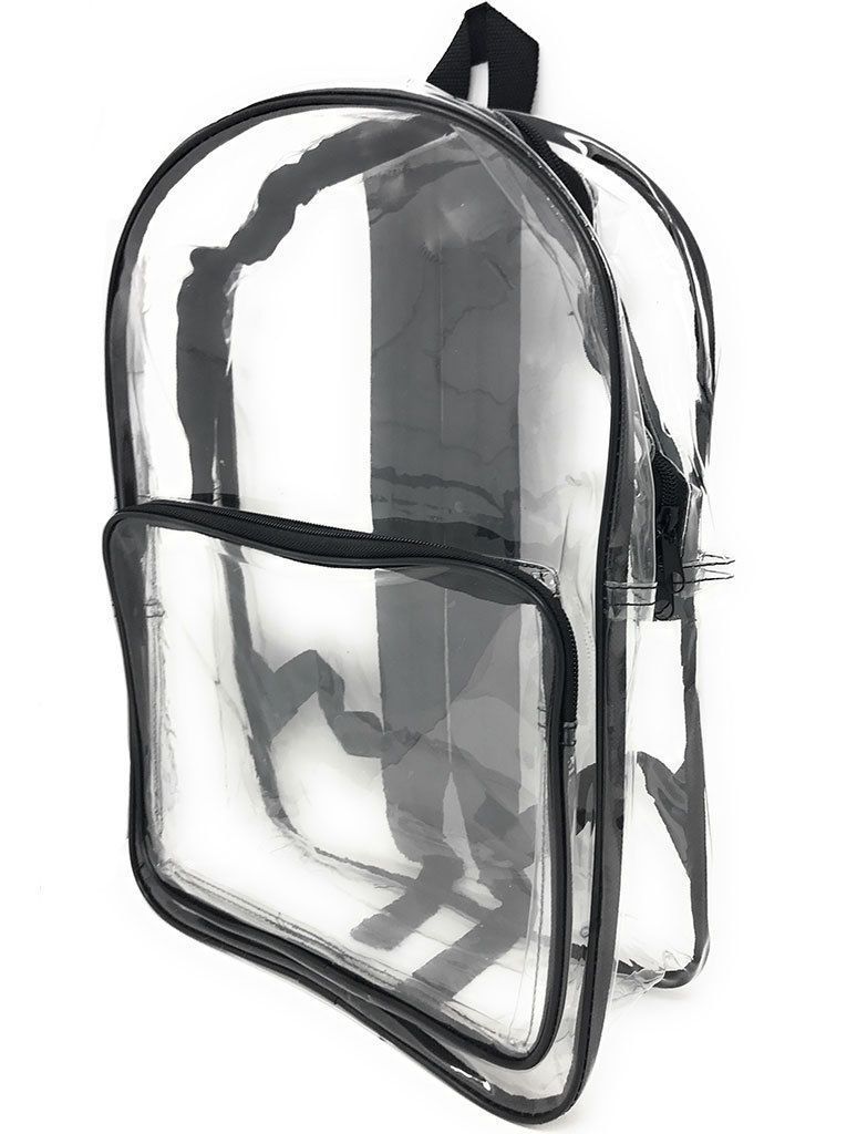 Clear Transparent Backpack Book Bag School Concerts Sports Stadium TSA Security-