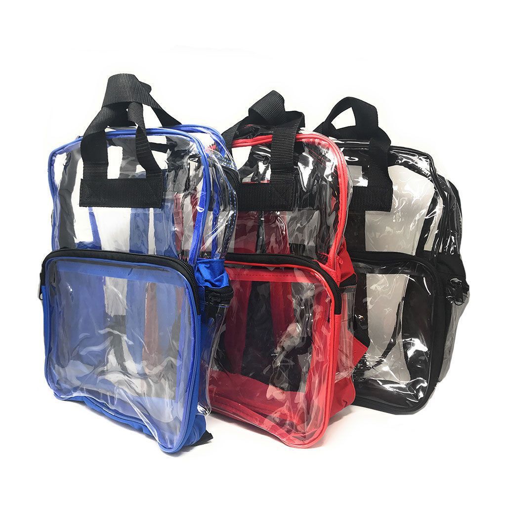 Clear Transparent Backpack Book Bag School Stadium Security Tsa Travel Rally 12X15inch-Royal Blue-