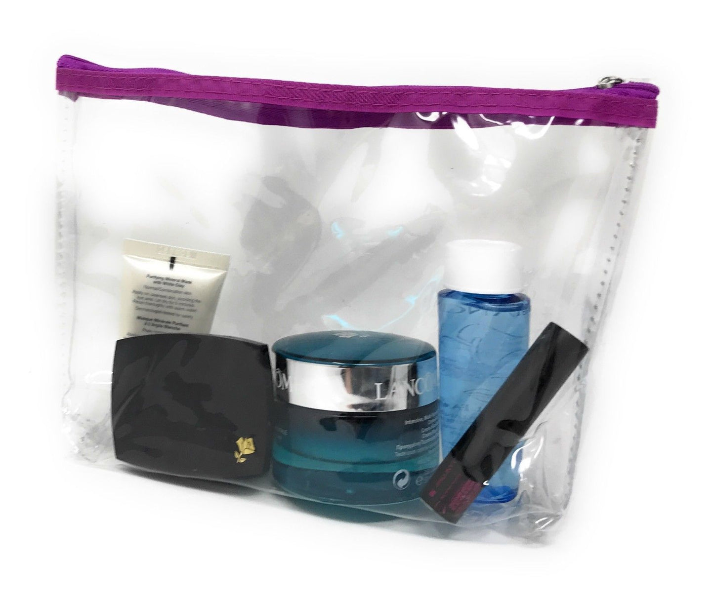 TSA Friendly Unisex Toiletry Clear Cosmetics Pouch Bags Travel Airport Security-Red-