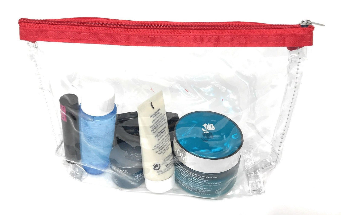 TSA Friendly Unisex Toiletry Clear Cosmetics Pouch Bags Travel Airport Security-Red-