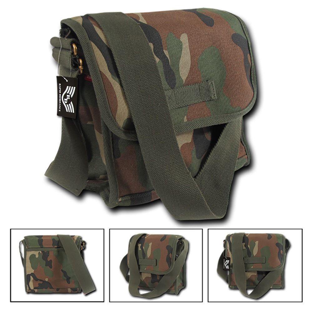 Cotton Canvas Woodland Camouflage Satchel Field Messenger Bag Crossbody Backpack-