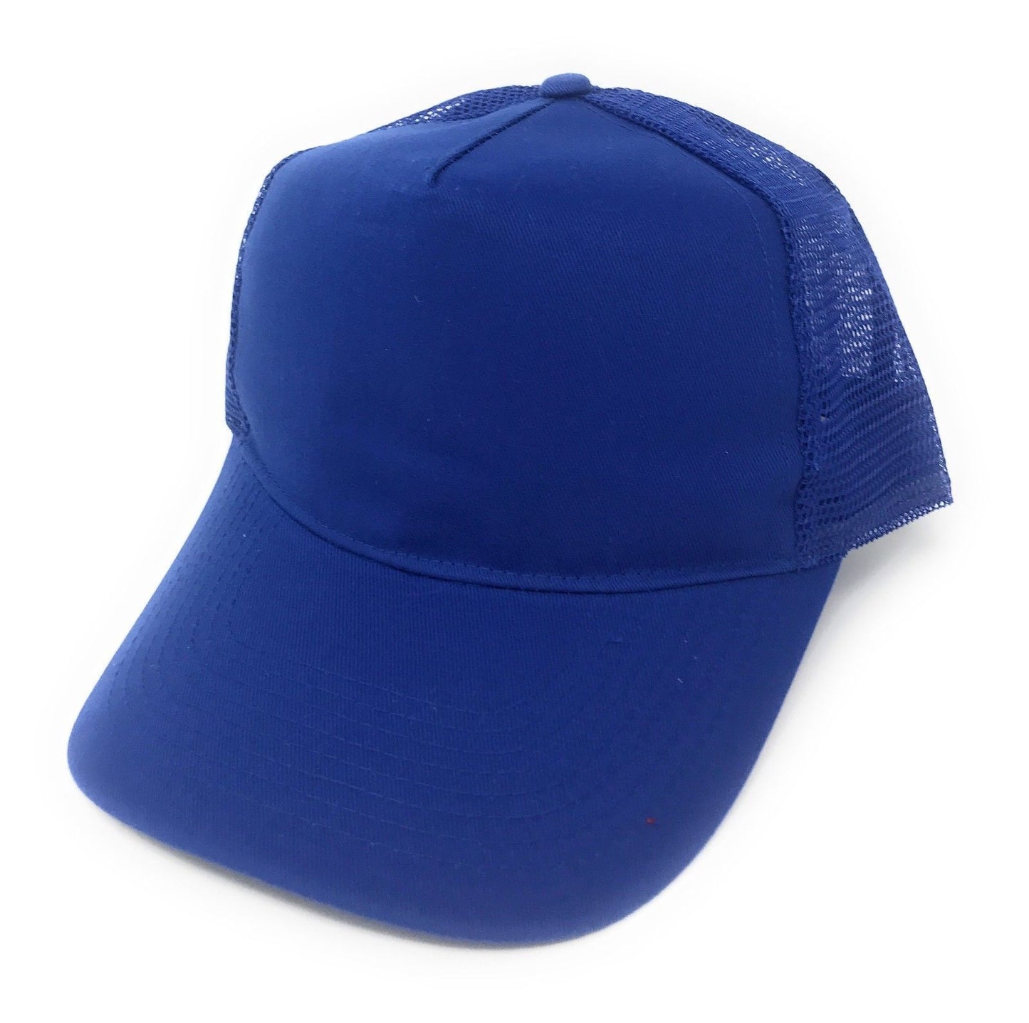 Cotton Twill Baseball Mesh Trucker 5 Panel Constructed Hats Caps-ROYAL-