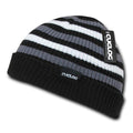 Cuglog Beanies Rasta Sailor Striped Knit 3 Tone Winter Skull Caps Hats Ski Warm-Black/White/Grey-