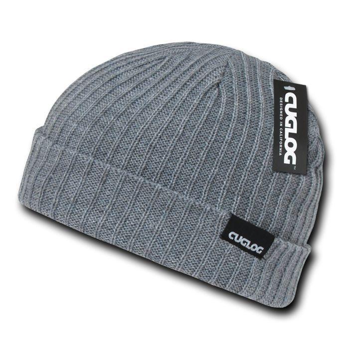 Cuglog Beanies Sailor Cuffed Cable Rib Double Knit Skull Cap Warm Winter-Grey-